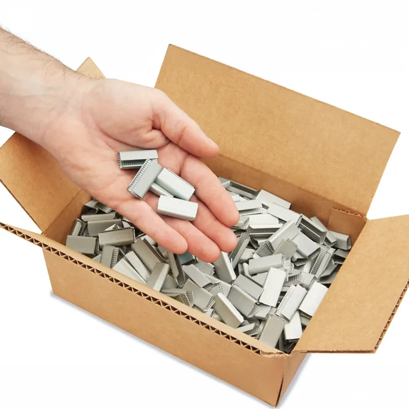 Caja con sellos metálicos tipo Gripper para fleje